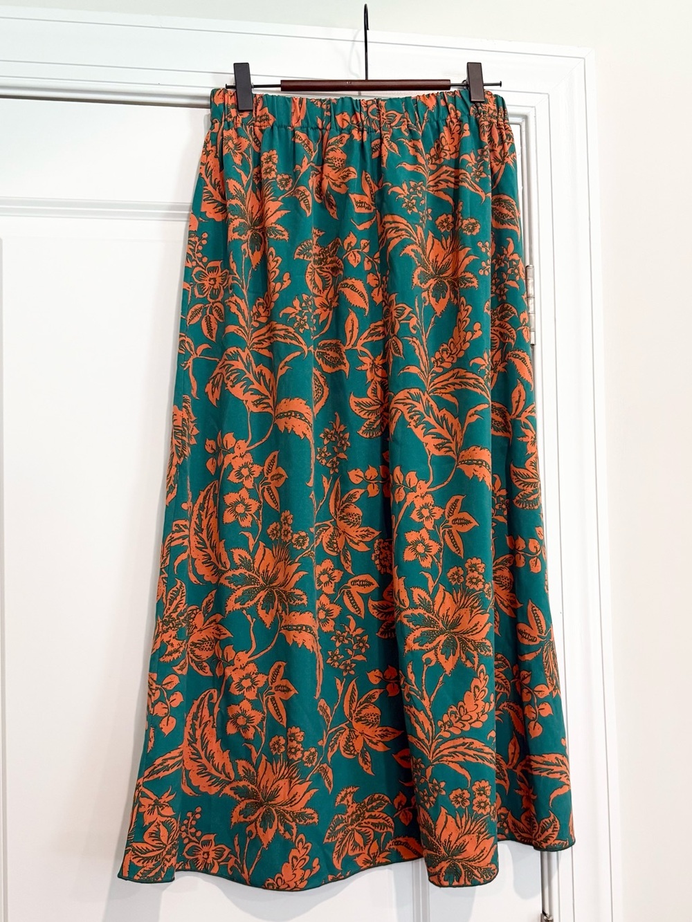 Teal and Orange Floral Maxi Skirt